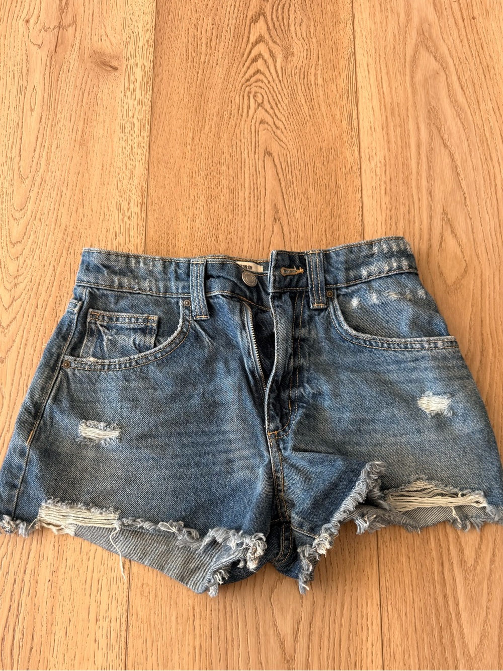 Cotton On Blue Distressed High-Rise Denim Shorts